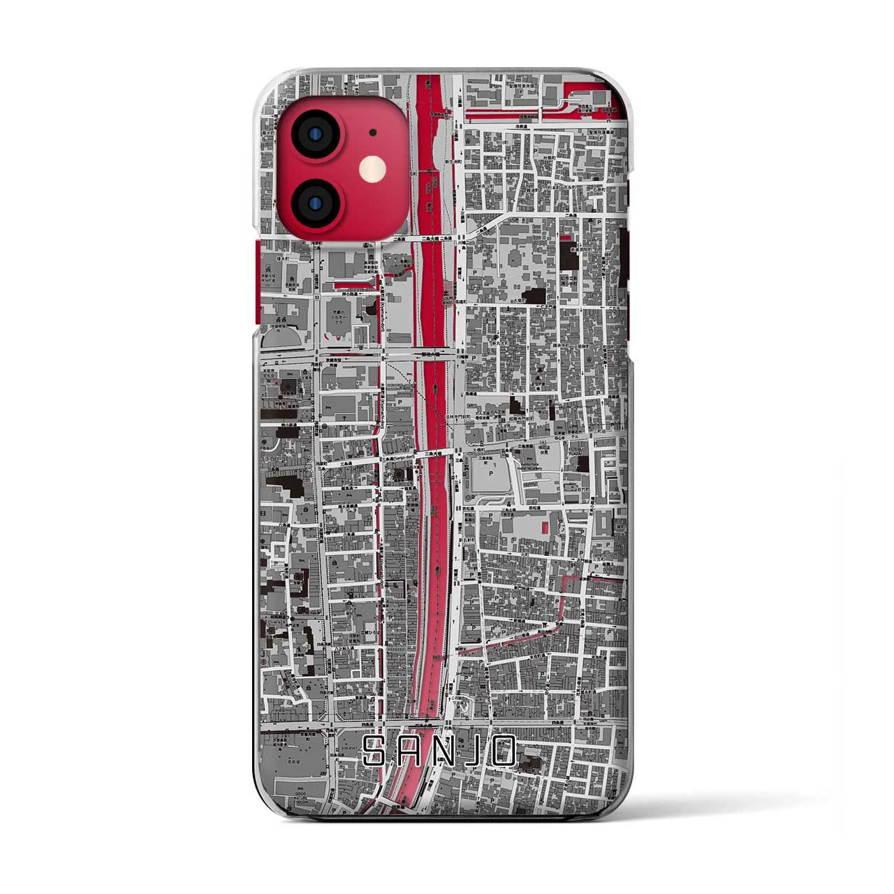 【三条（京都府）】地図柄iPhoneケース（クリアタイプ）