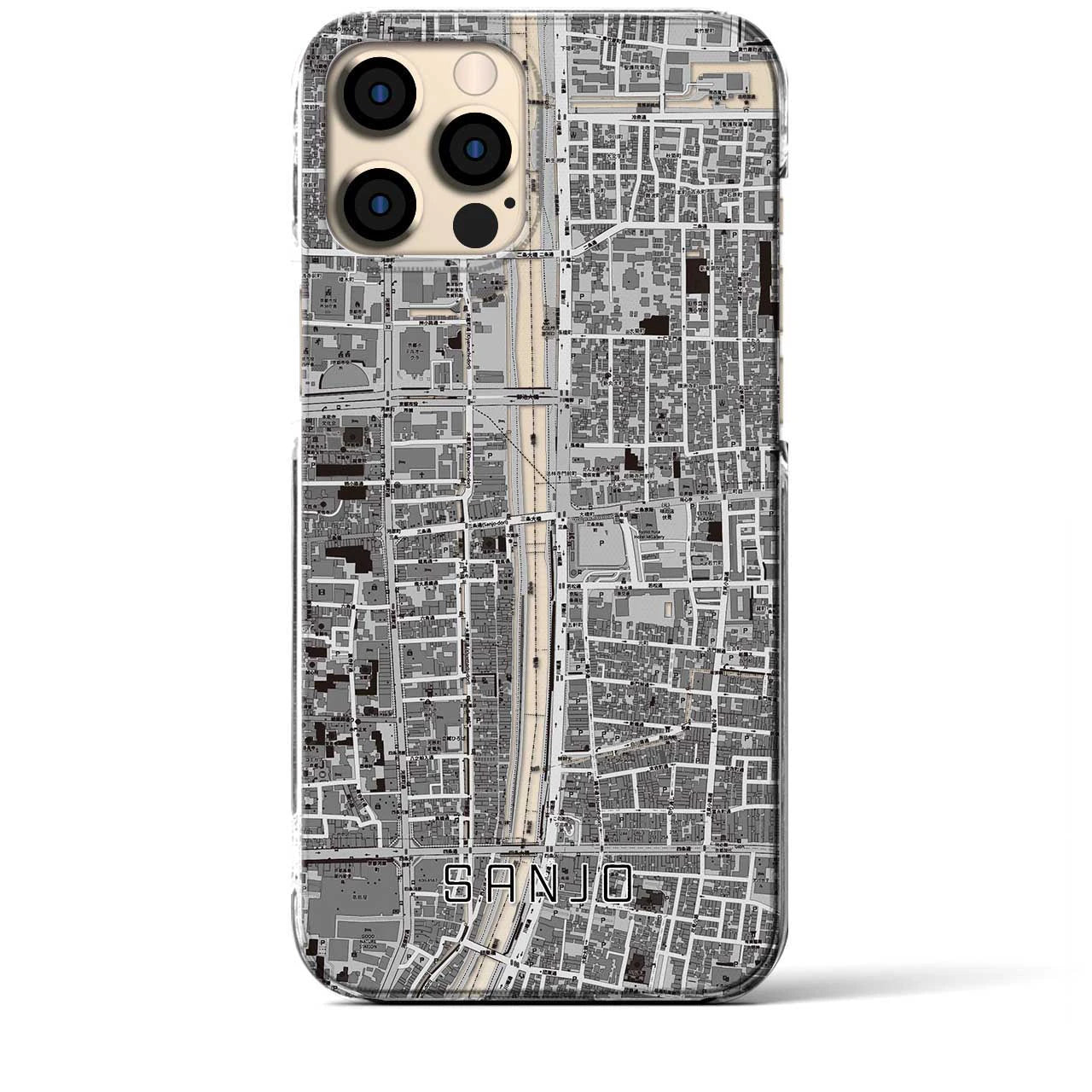 【三条（京都府）】地図柄iPhoneケース（クリアタイプ）