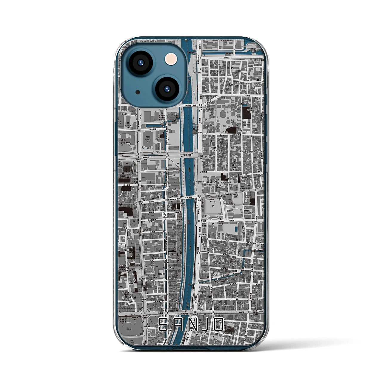 【三条（京都府）】地図柄iPhoneケース（クリアタイプ）