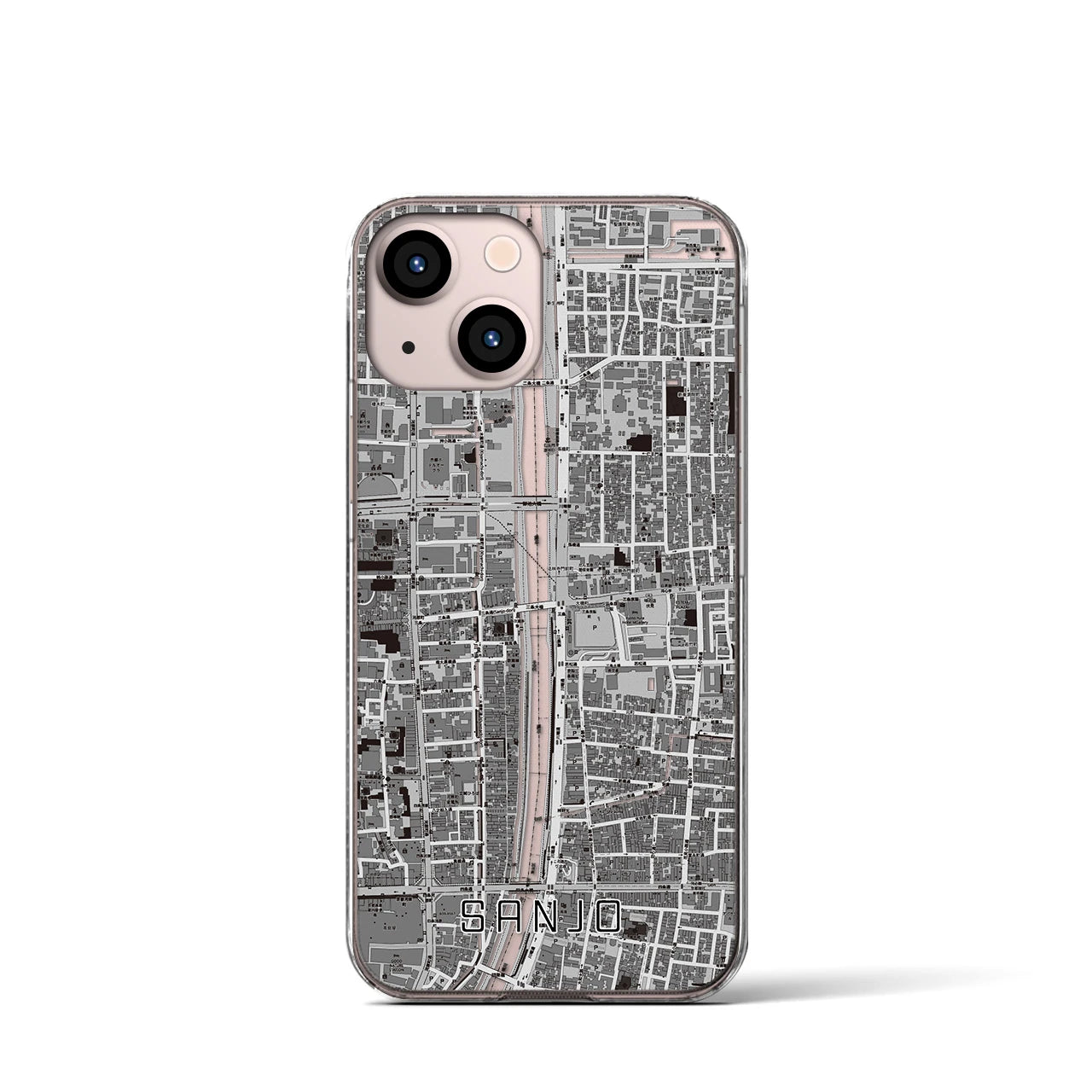 【三条（京都府）】地図柄iPhoneケース（クリアタイプ）