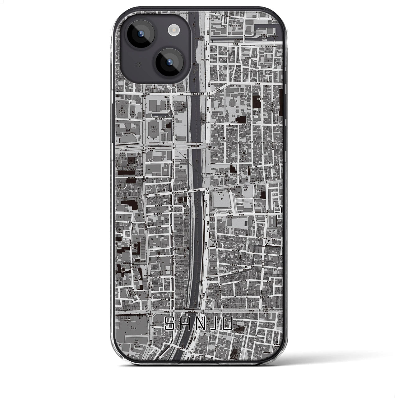 【三条（京都府）】地図柄iPhoneケース（クリアタイプ）