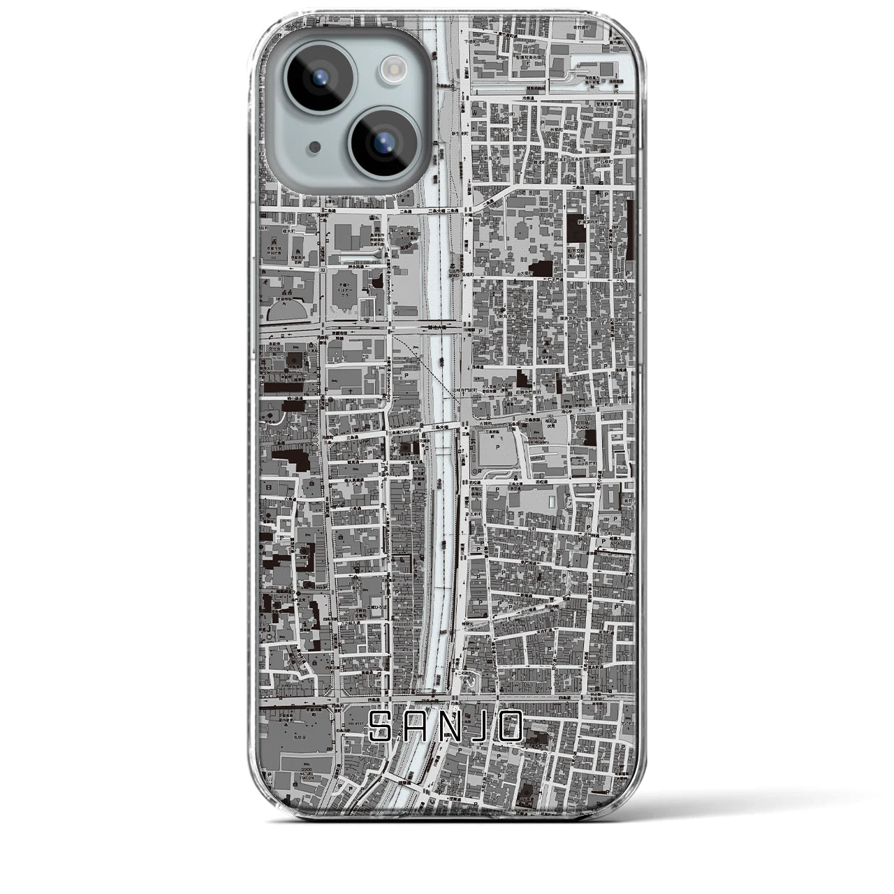【三条（京都府）】地図柄iPhoneケース（クリアタイプ）