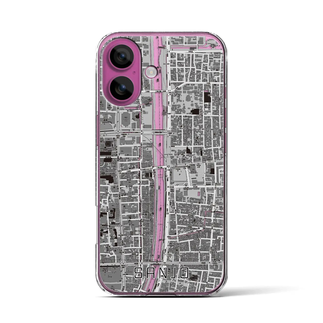 【三条（京都府）】地図柄iPhoneケース（クリアタイプ）
