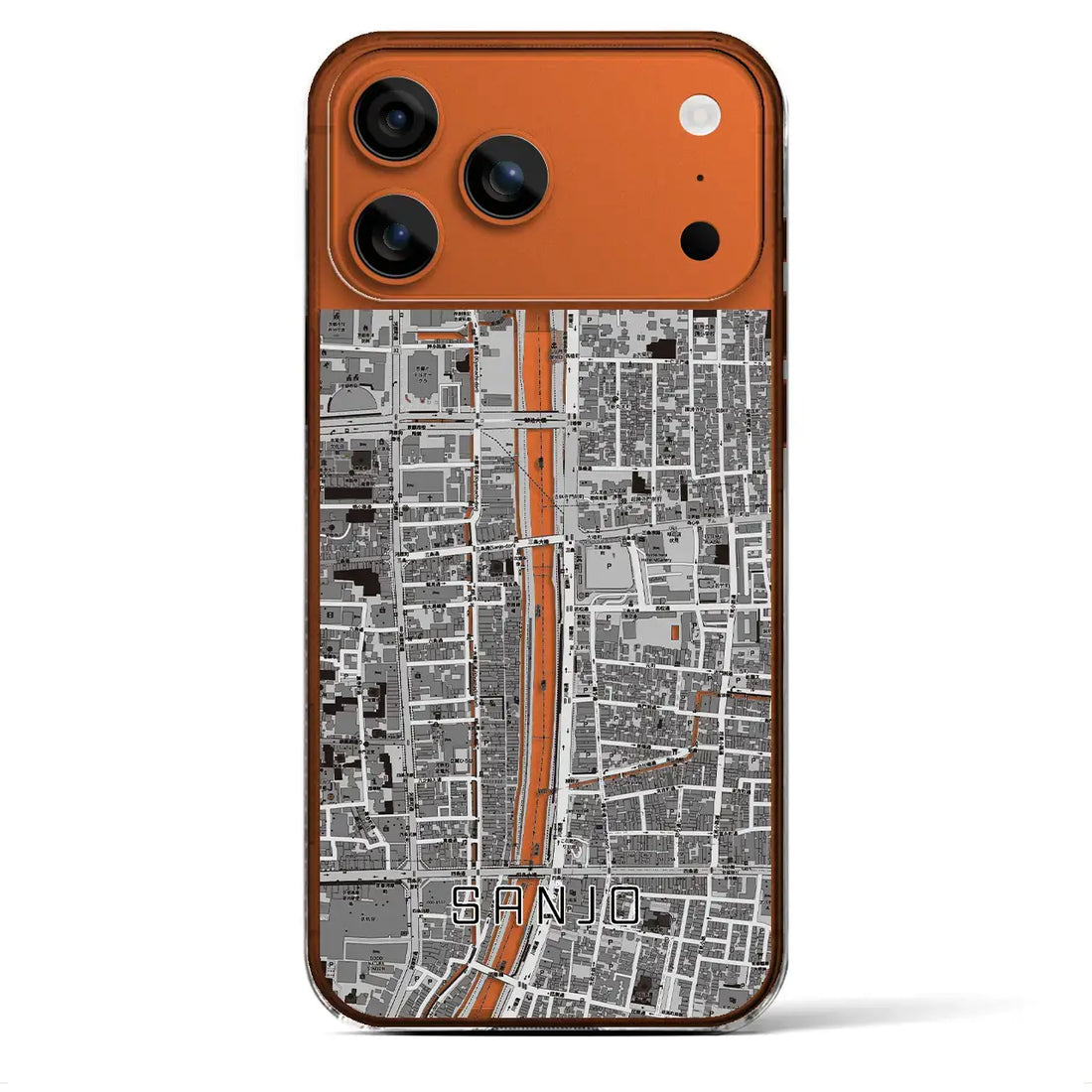 【三条（京都府）】地図柄iPhoneケース（クリアタイプ）
