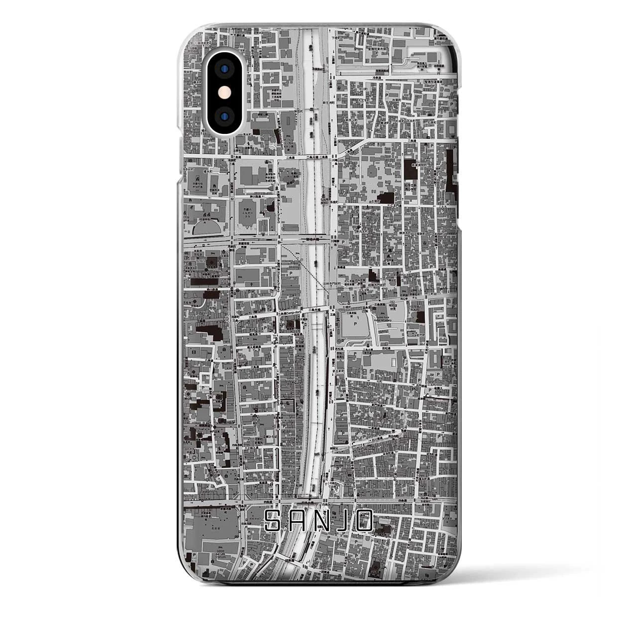 【三条（京都府）】地図柄iPhoneケース（クリアタイプ）