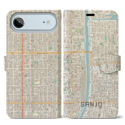 【三条（京都府）】地図柄iPhoneケース（手帳タイプ）