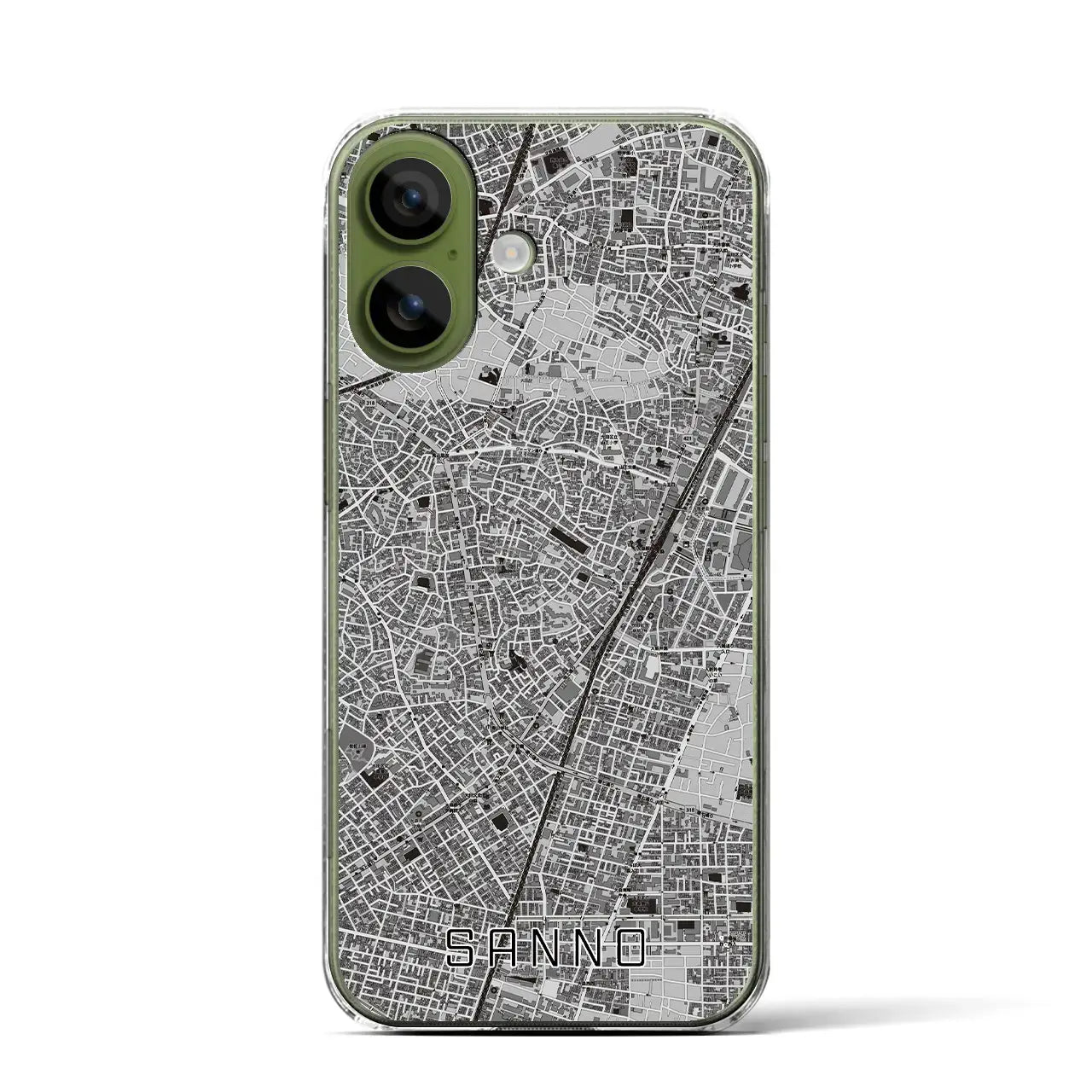 【山王（東京都）】地図柄iPhoneケース（クリアタイプ）
