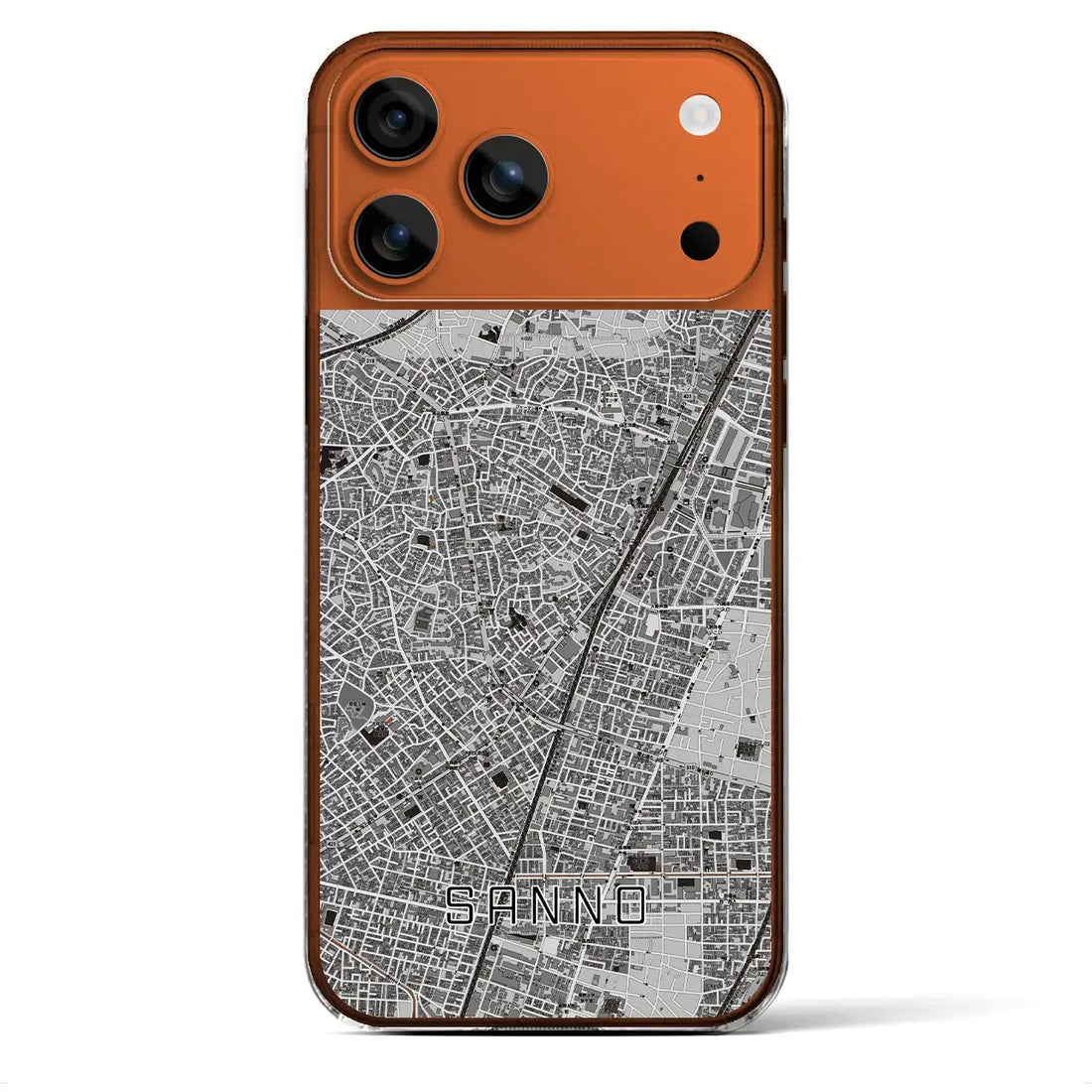 【山王（東京都）】地図柄iPhoneケース（クリアタイプ）モノトーン・iPhone 17 Pro Max 用