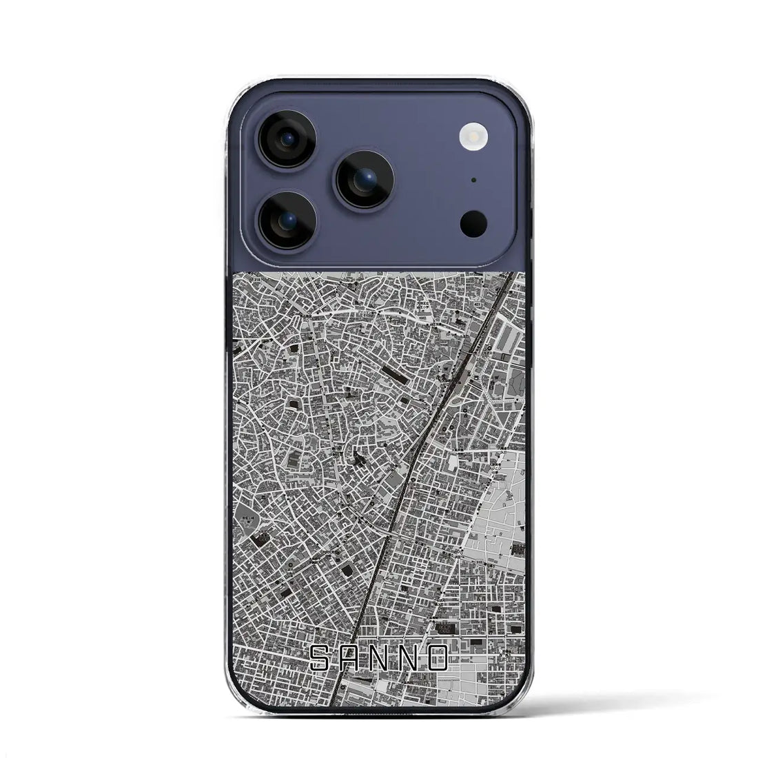 【山王（東京都）】地図柄iPhoneケース（クリアタイプ）