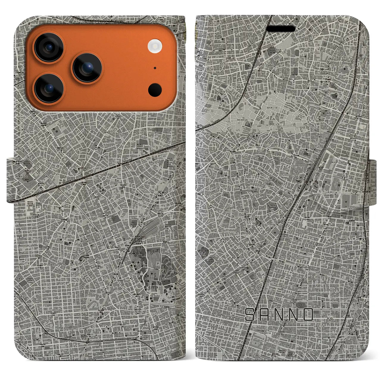 【山王（東京都）】地図柄iPhoneケース（手帳タイプ）