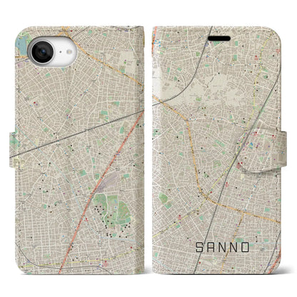 【山王（東京都）】地図柄iPhoneケース（手帳タイプ）