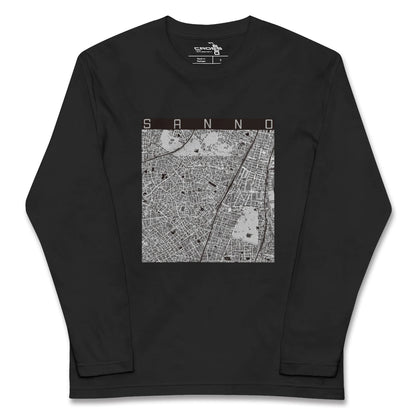 【山王（東京都）】地図柄ロングスリーブTシャツ