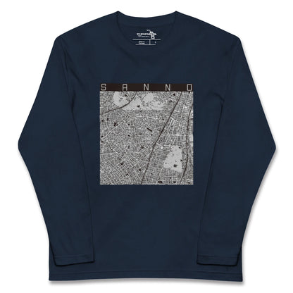 【山王（東京都）】地図柄ロングスリーブTシャツ
