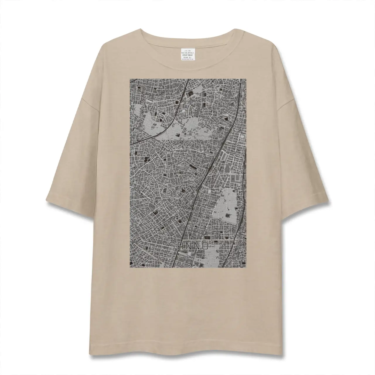 【山王（東京都）】地図柄ビッグシルエットTシャツ