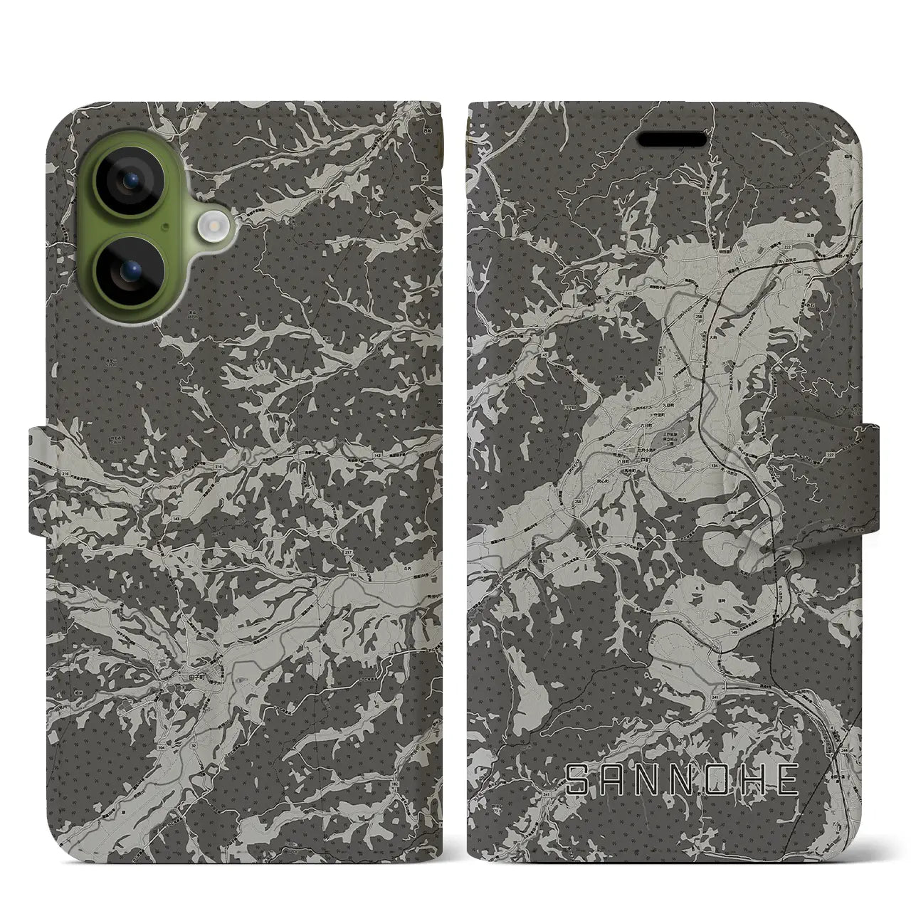 【三戸（青森県）】地図柄iPhoneケース（手帳タイプ）