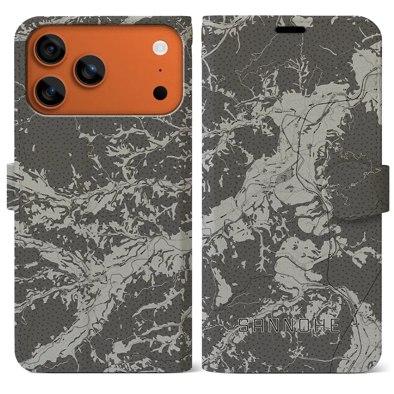 【三戸（青森県）】地図柄iPhoneケース（手帳タイプ）