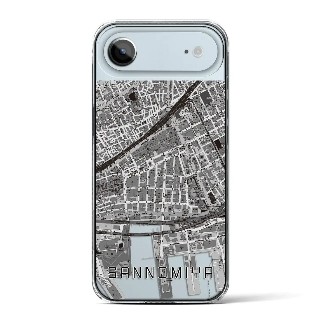 【三宮2(兵庫県)】地図柄iPhoneケース(クリアタイプ)モノトーン・iPhone 17 Pro Max 用
