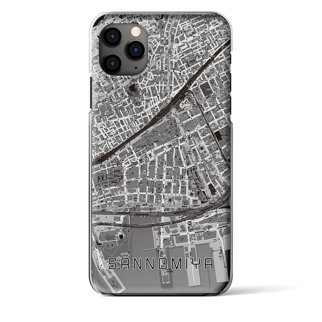 【三宮2（兵庫県）】地図柄iPhoneケース（クリアタイプ）