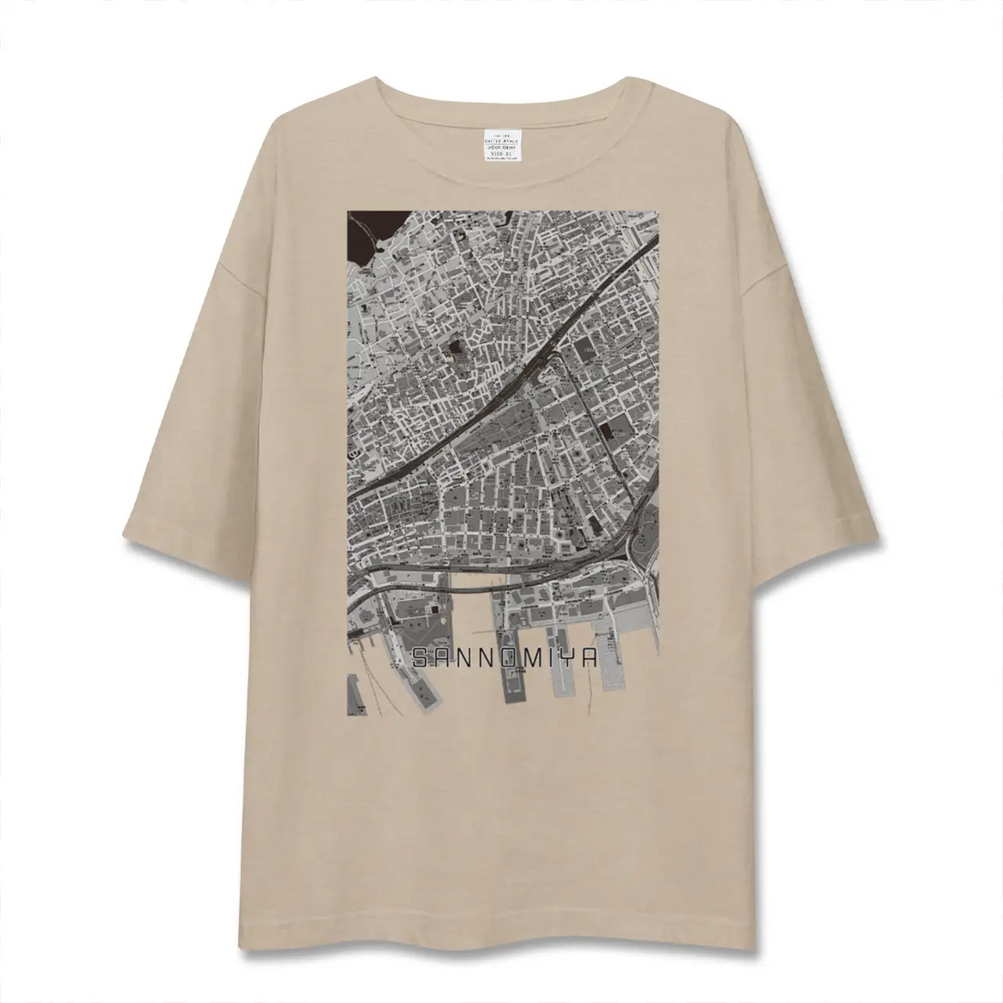 【三宮2（兵庫県）】地図柄ビッグシルエットTシャツ