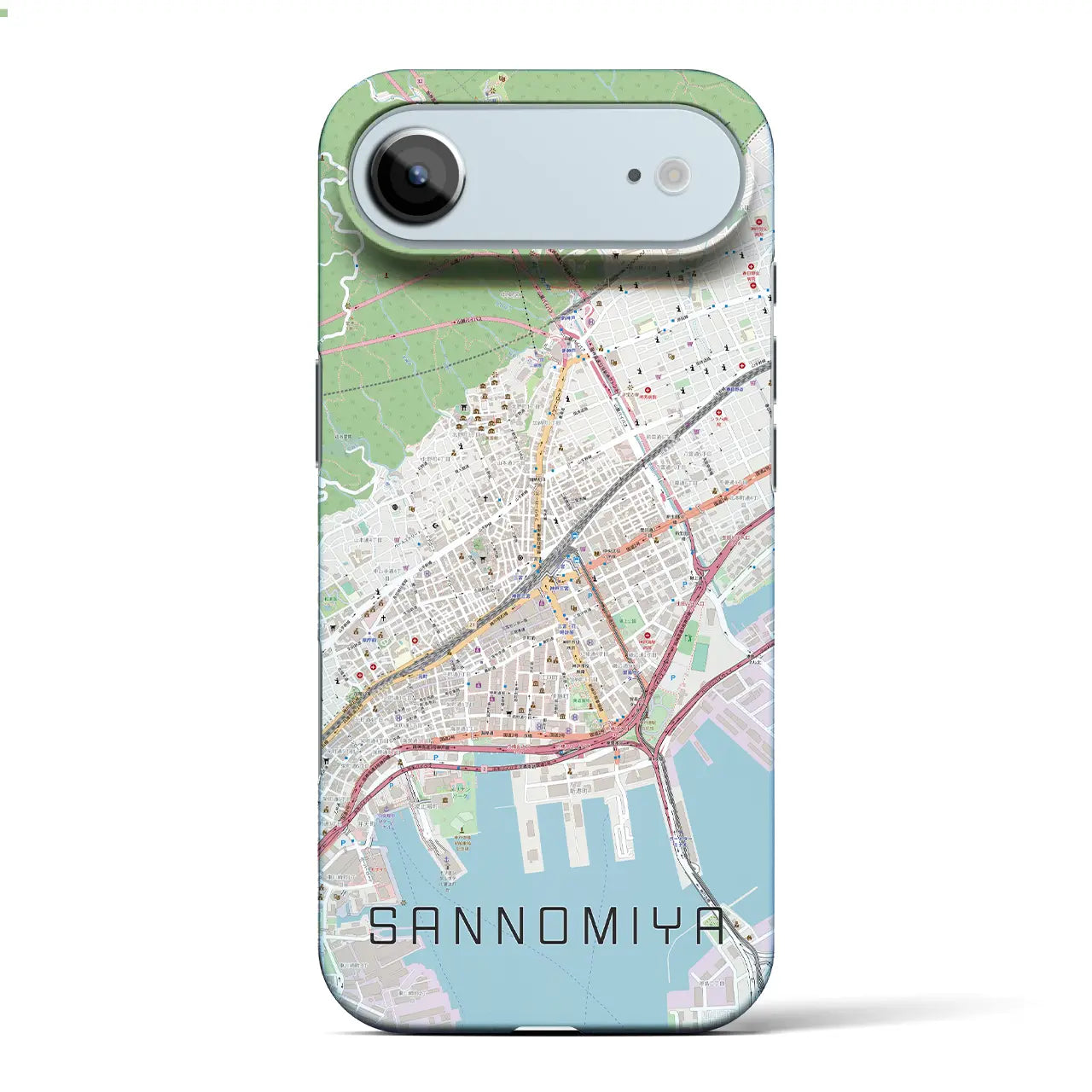 【三宮（兵庫県）】地図柄iPhoneケース（バックカバータイプ）