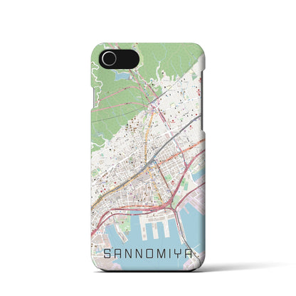 【三宮（兵庫県）】地図柄iPhoneケース（バックカバータイプ）