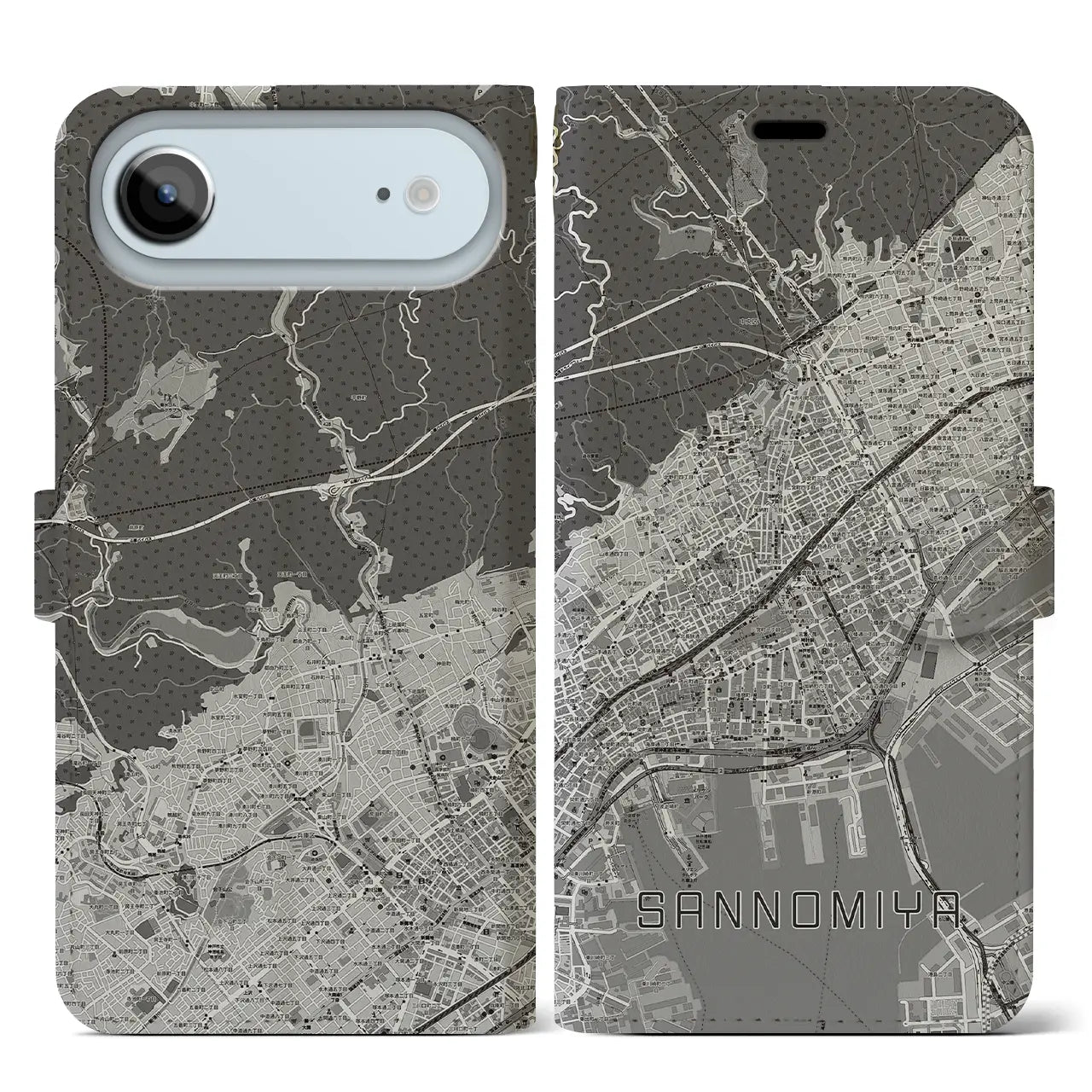 【三宮（兵庫県）】地図柄iPhoneケース（手帳タイプ）