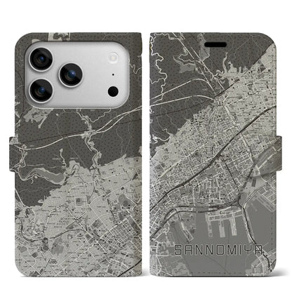 【三宮（兵庫県）】地図柄iPhoneケース（手帳タイプ）