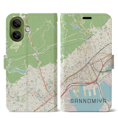 【三宮（兵庫県）】地図柄iPhoneケース（手帳タイプ）