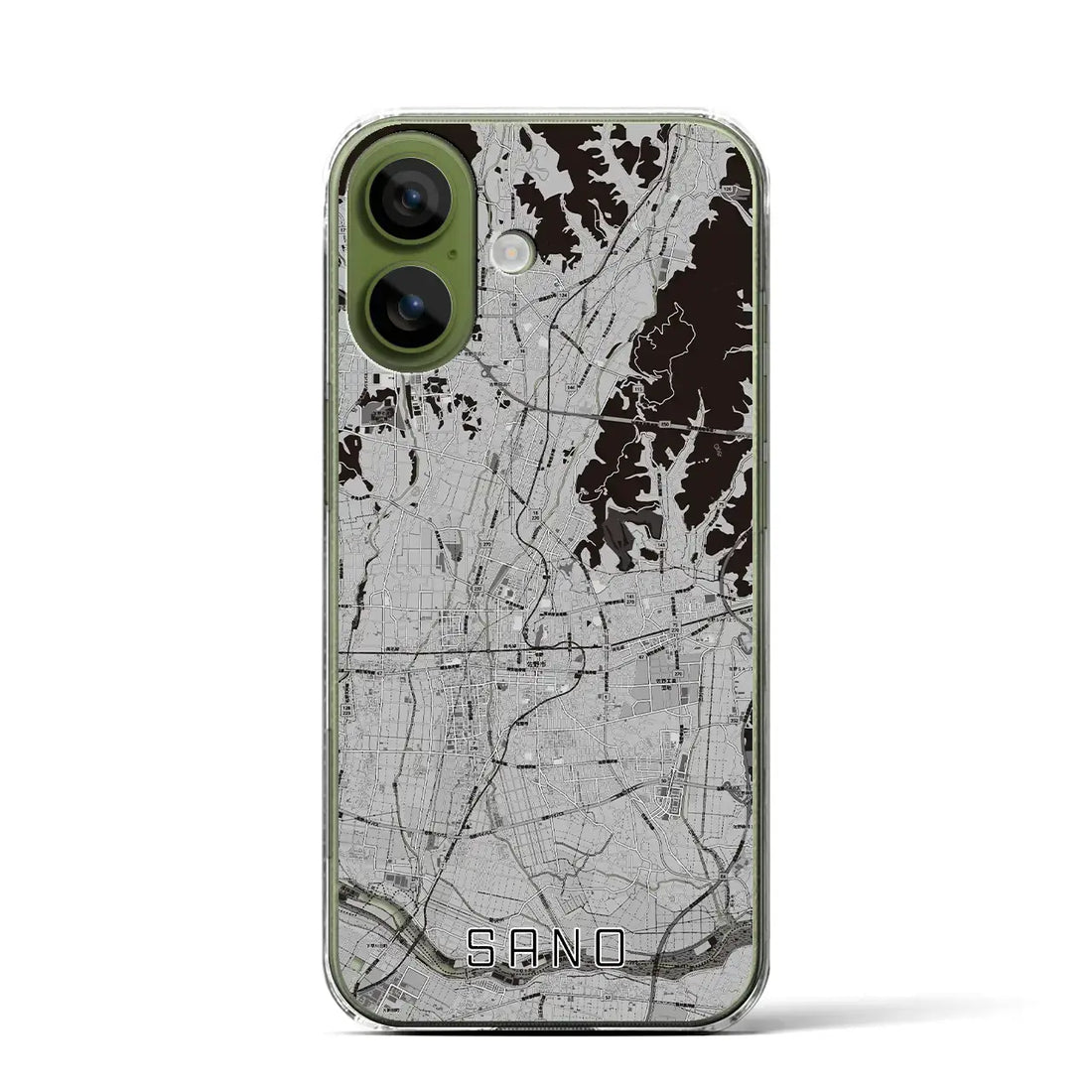 【佐野(栃木県)】地図柄iPhoneケース(クリアタイプ)モノトーン・iPhone 17 Pro Max 用