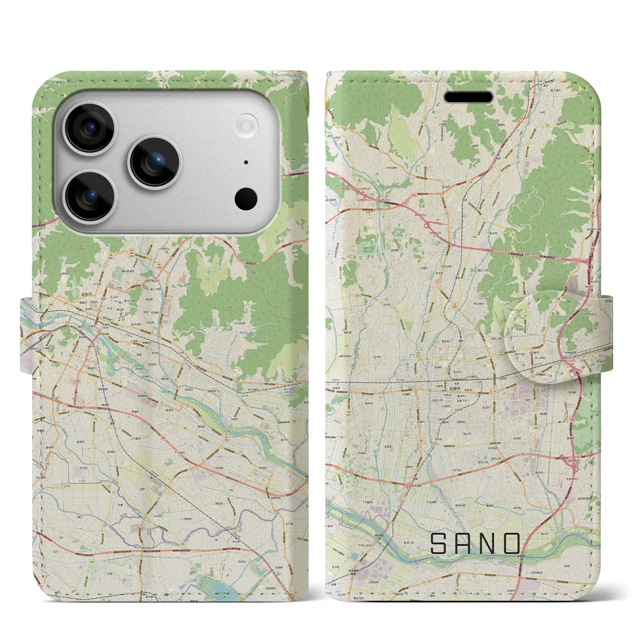 【佐野（栃木県）】地図柄iPhoneケース（手帳タイプ）