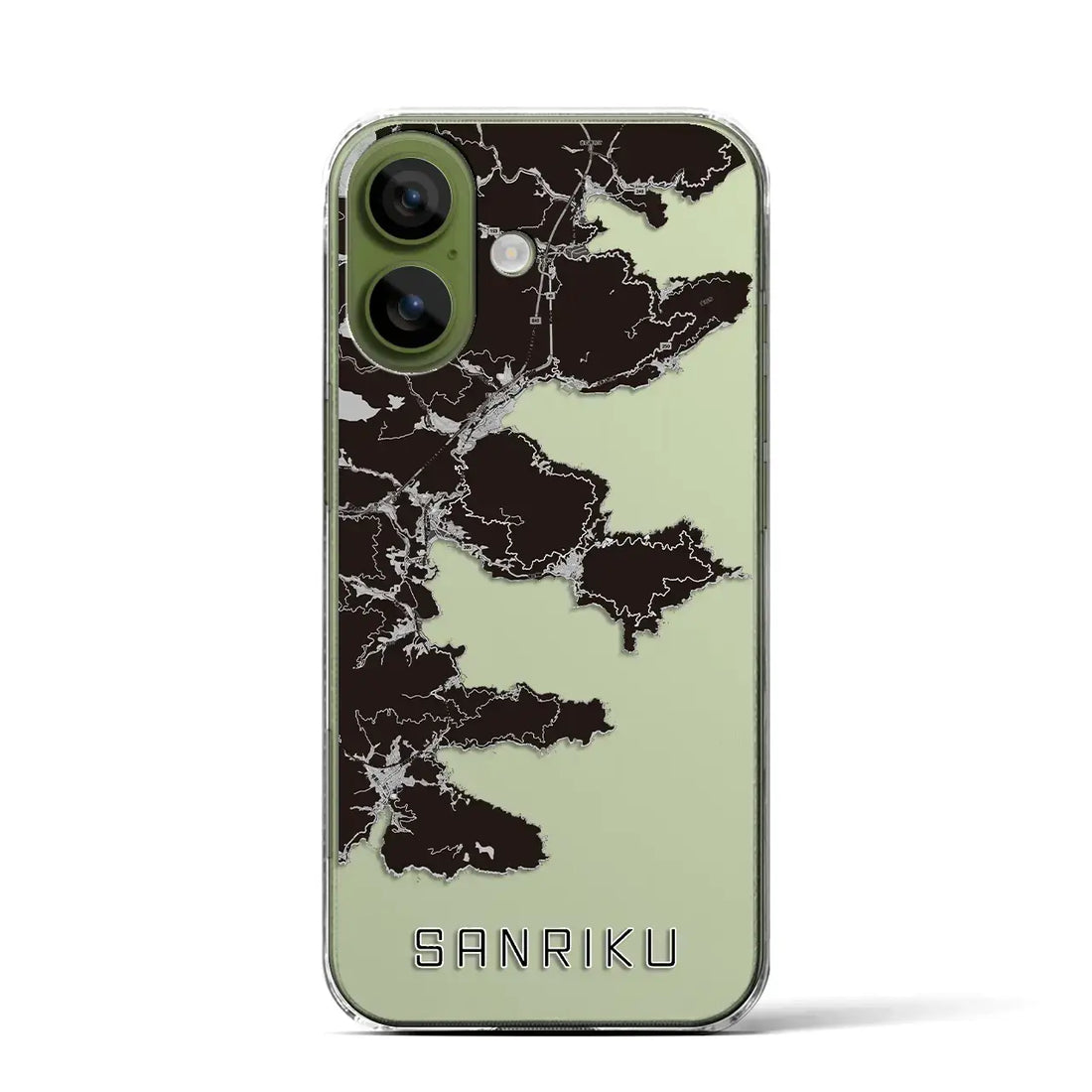 【三陸（岩手県）】地図柄iPhoneケース（クリアタイプ）モノトーン・iPhone 17 Pro Max 用
