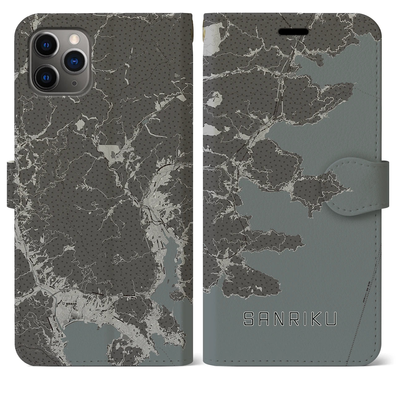 【三陸（岩手県）】地図柄iPhoneケース（手帳タイプ）