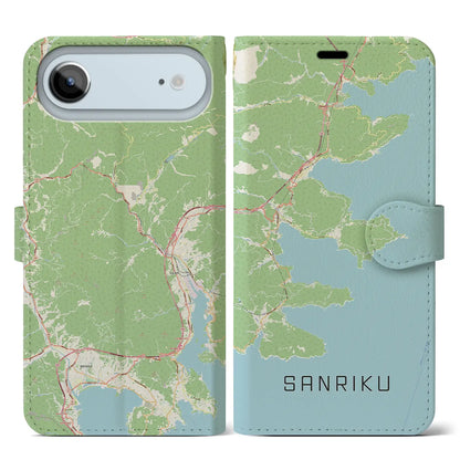 【三陸（岩手県）】地図柄iPhoneケース（手帳タイプ）