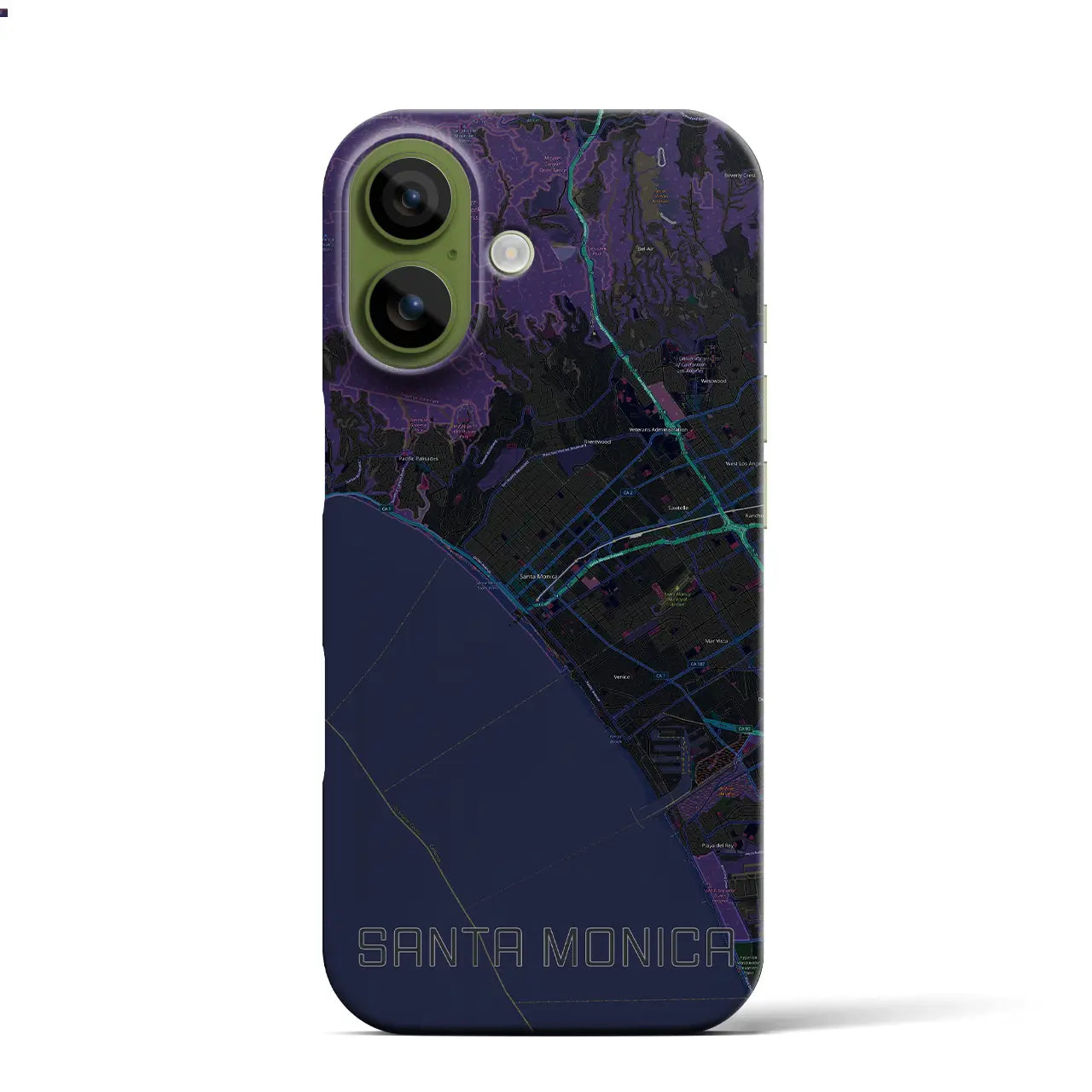 【サンタモニカ（アメリカ）】地図柄iPhoneケース（バックカバータイプ）