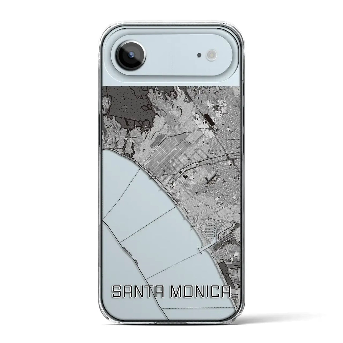 【サンタモニカ（アメリカ）】地図柄iPhoneケース（クリアタイプ）モノトーン・iPhone 17 Pro Max 用