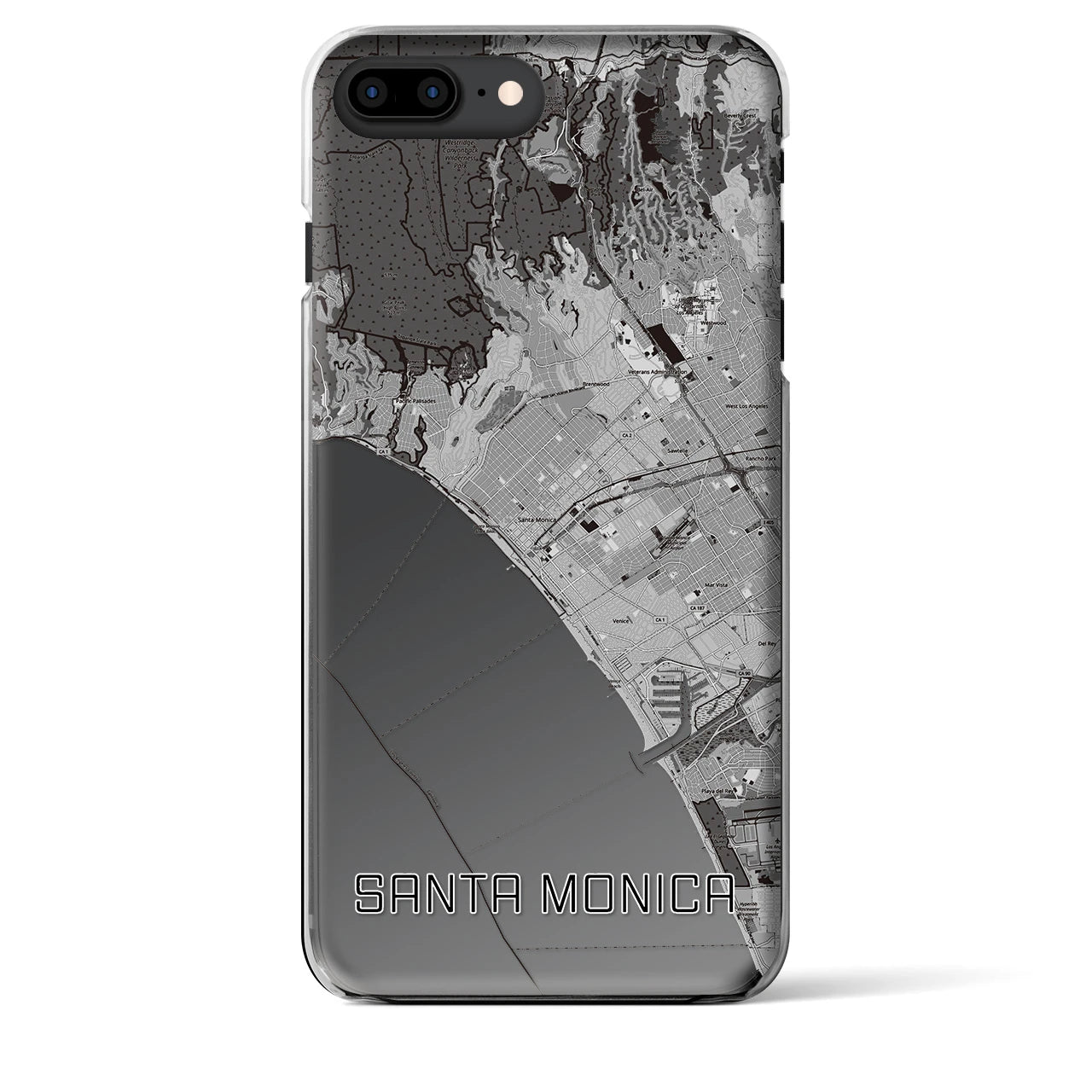 【サンタモニカ（アメリカ）】地図柄iPhoneケース（クリアタイプ）