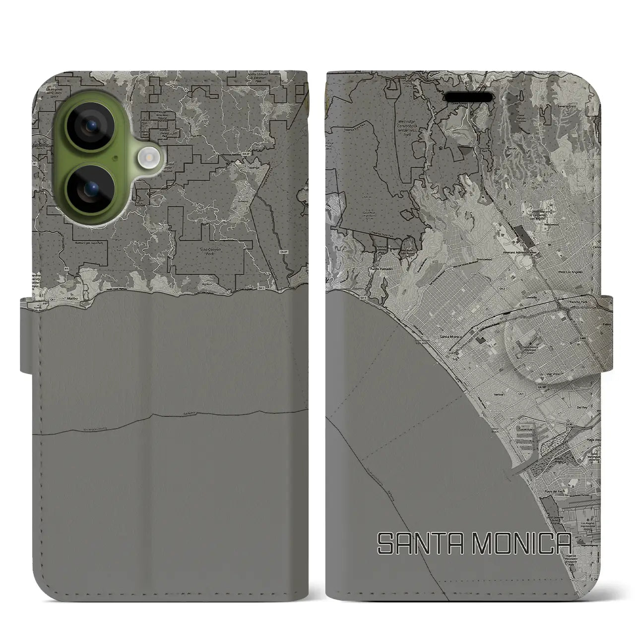 【サンタモニカ（アメリカ）】地図柄iPhoneケース（手帳タイプ）