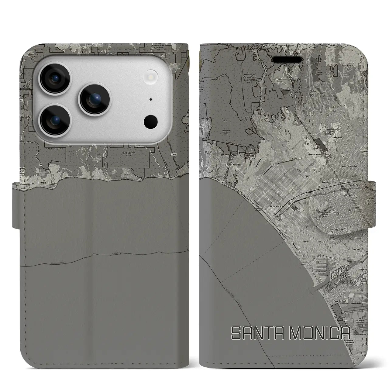 【サンタモニカ（アメリカ）】地図柄iPhoneケース（手帳タイプ）