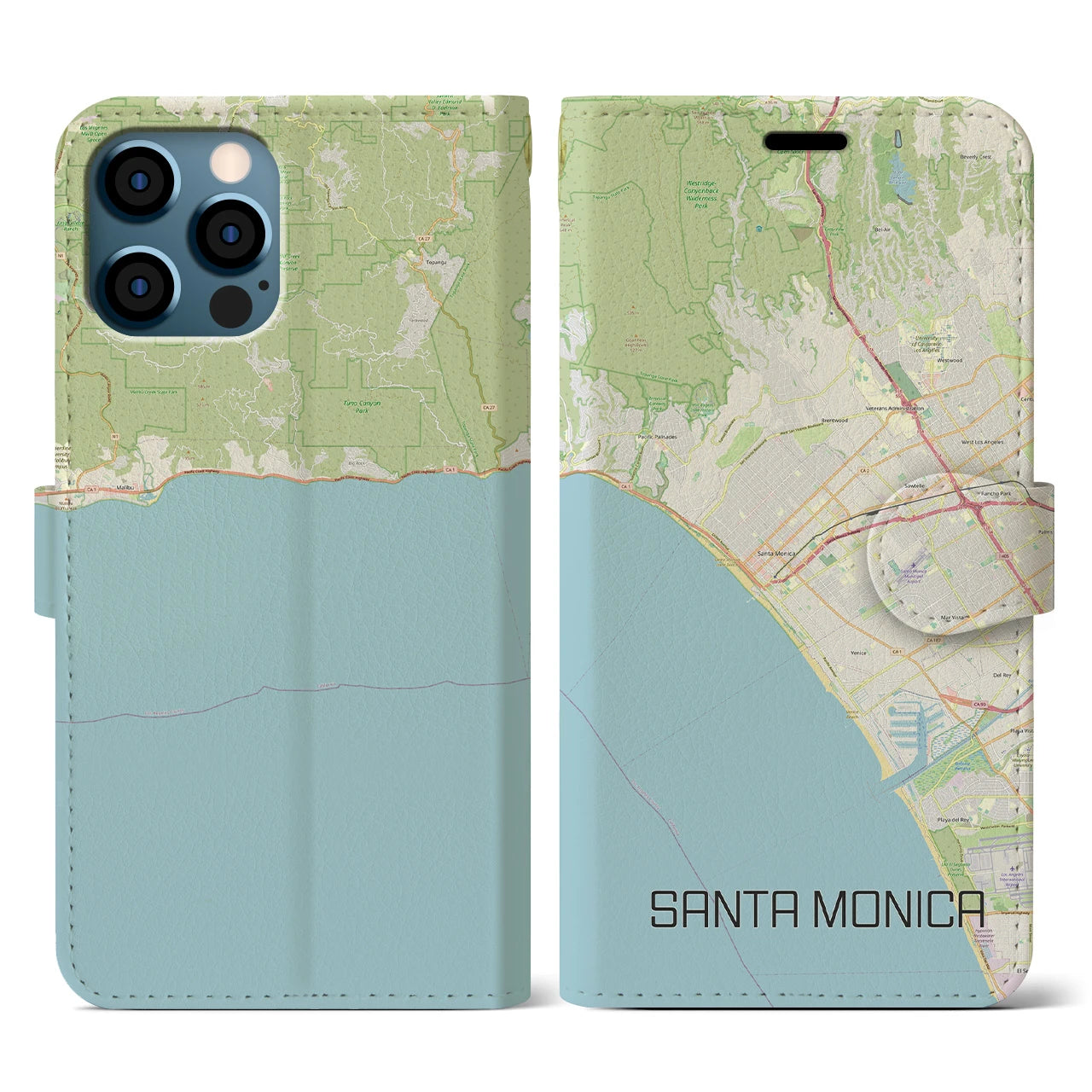 【サンタモニカ（アメリカ）】地図柄iPhoneケース（手帳タイプ）