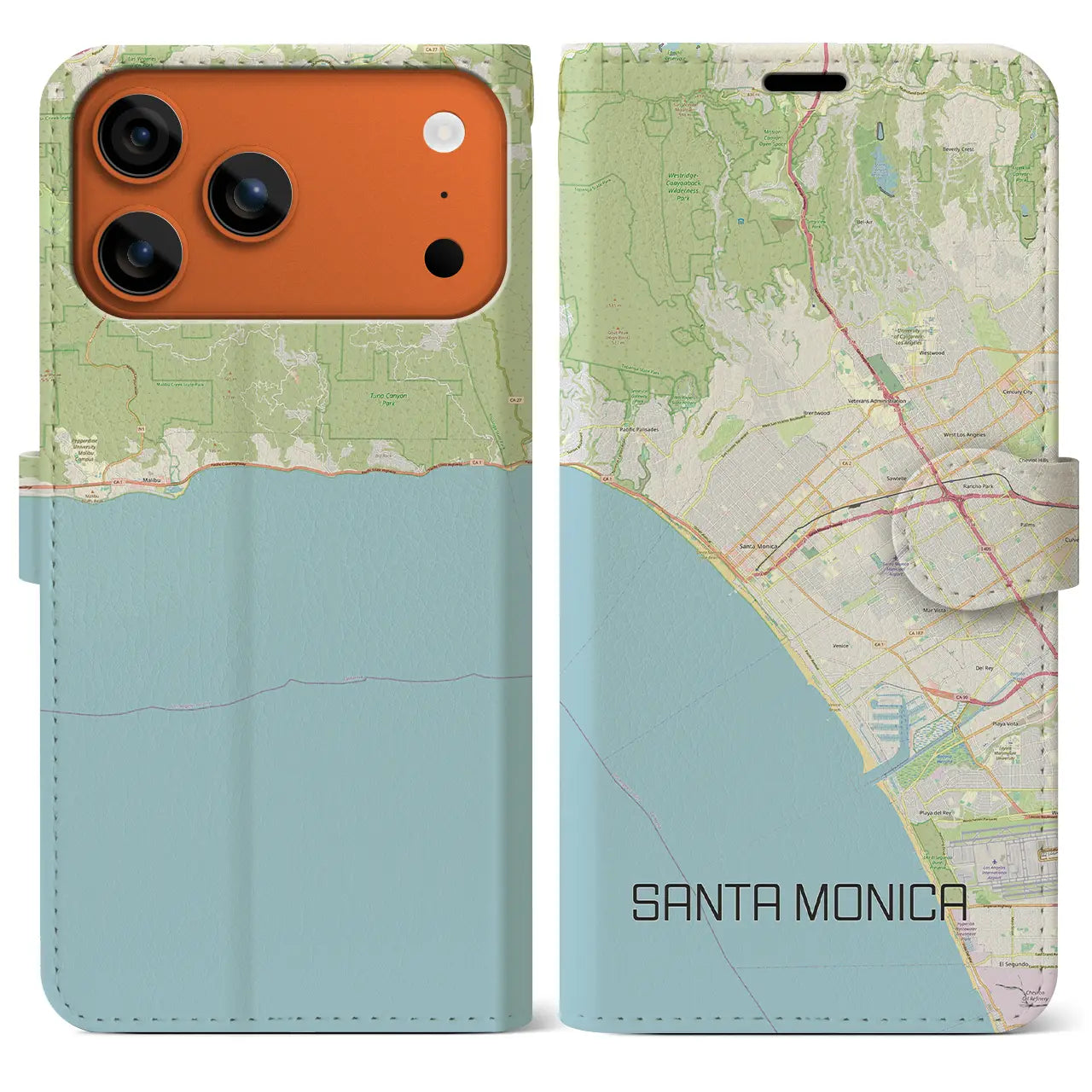 【サンタモニカ（アメリカ）】地図柄iPhoneケース（手帳タイプ）