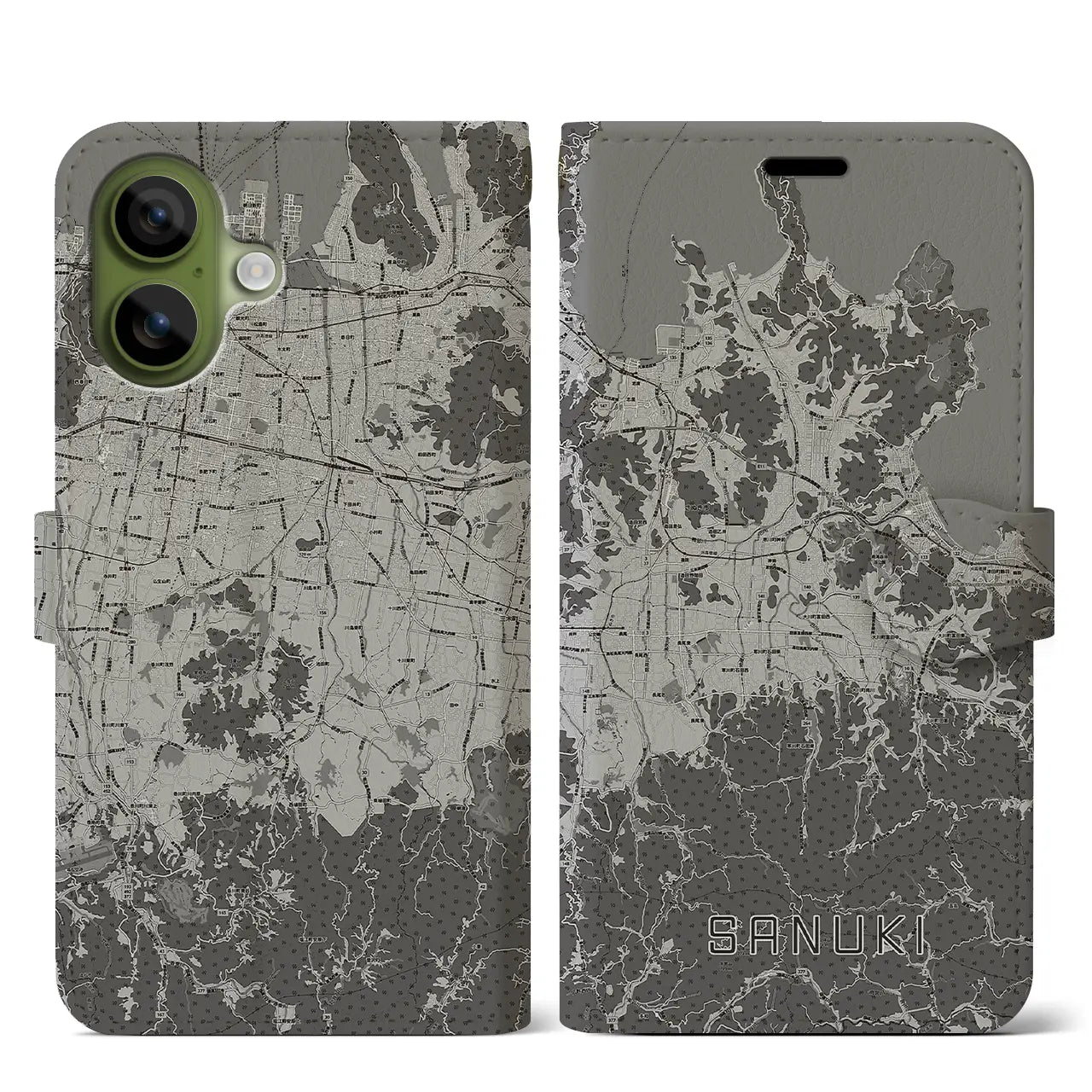 【さぬき（香川県）】地図柄iPhoneケース（手帳タイプ）