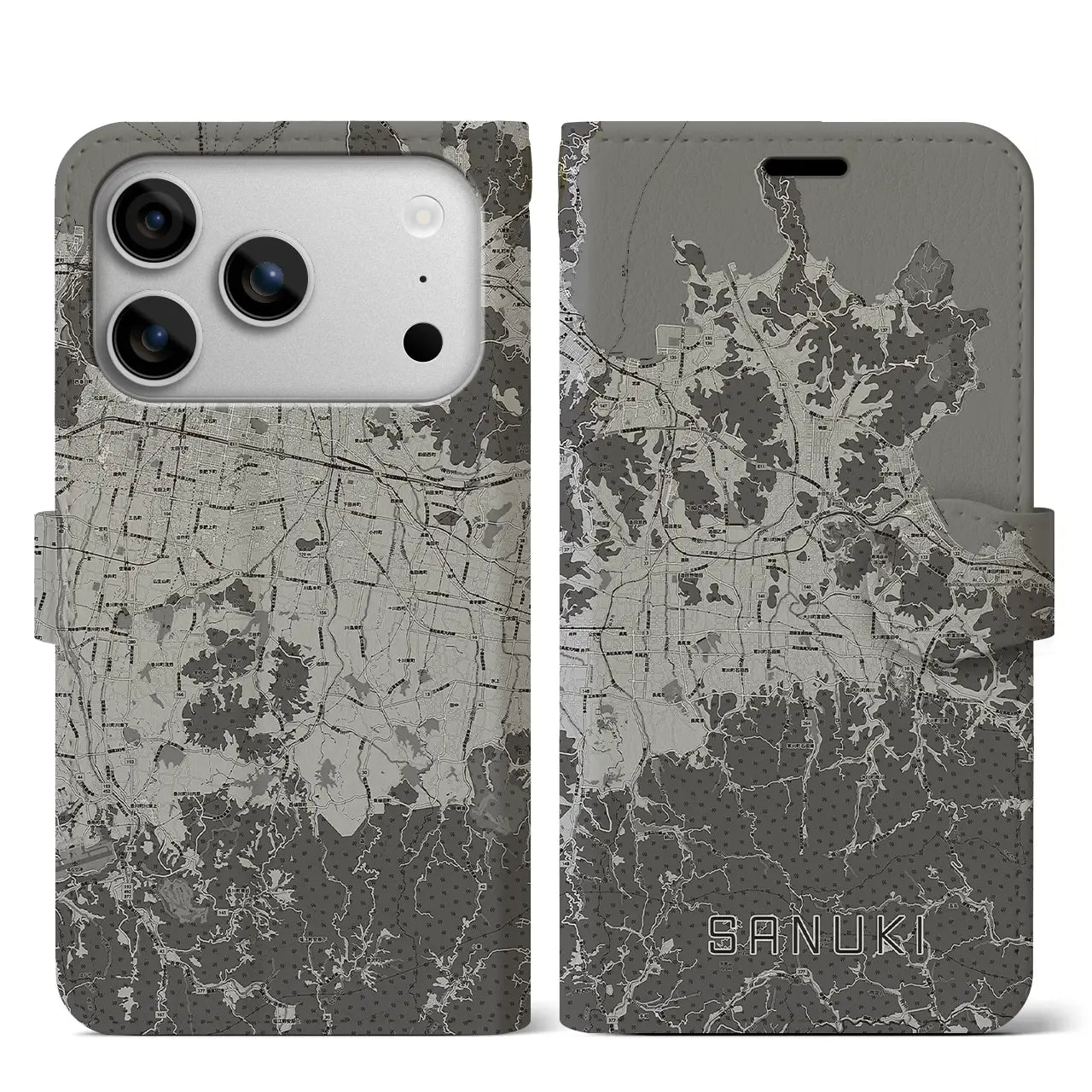 【さぬき（香川県）】地図柄iPhoneケース（手帳タイプ）