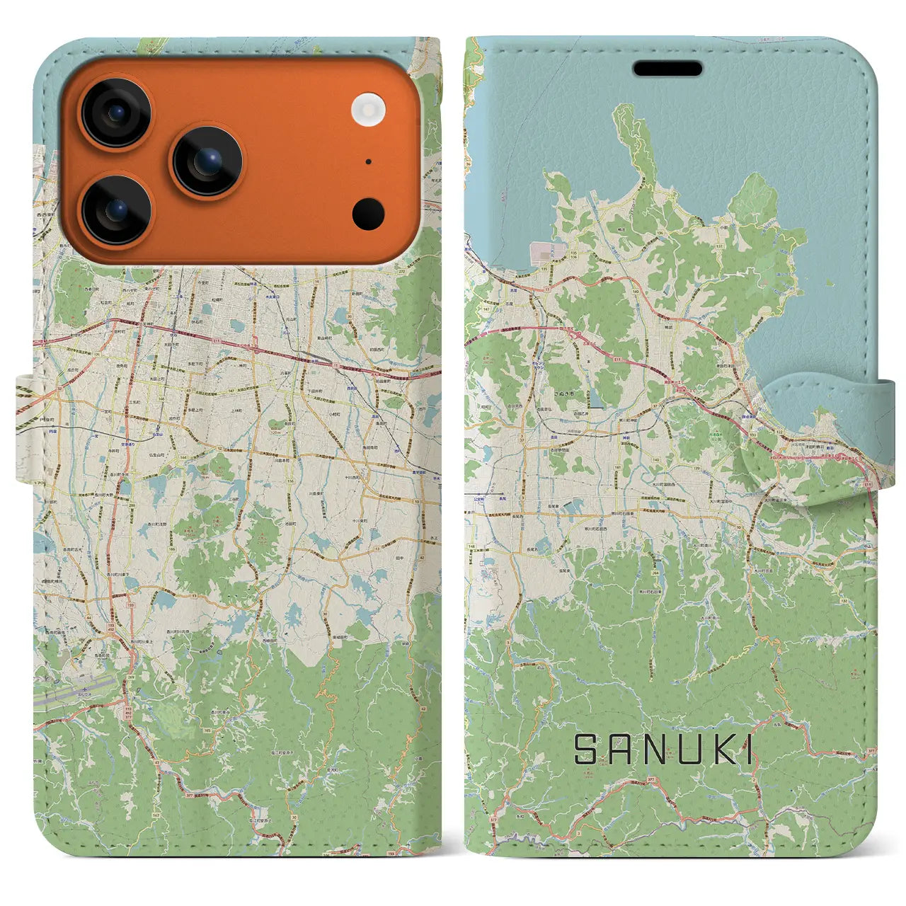 【さぬき（香川県）】地図柄iPhoneケース（手帳タイプ）