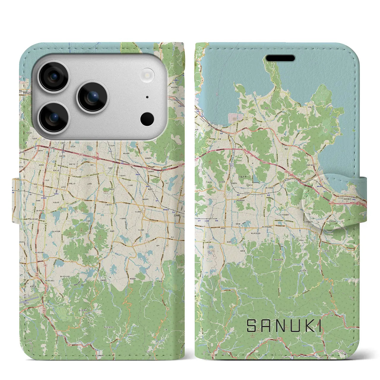 【さぬき（香川県）】地図柄iPhoneケース（手帳タイプ）