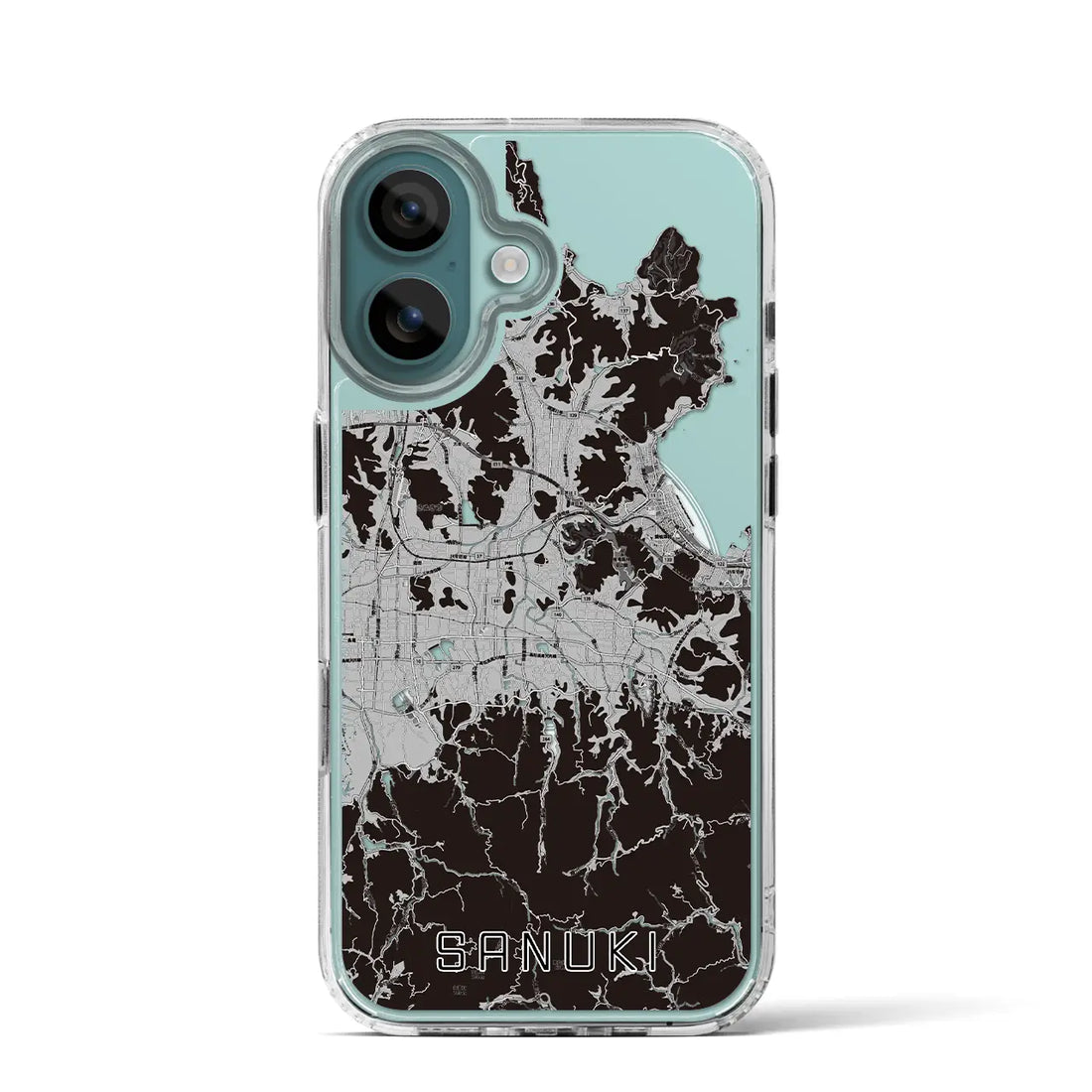 【さぬき(香川県)】地図柄iPhoneケース(MagSafeタイプ)モノトーン・iPhone 16 Pro 用