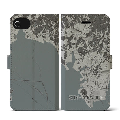 【山陽小野田（山口県）】地図柄iPhoneケース（手帳タイプ）モノトーン・iPhone SE（第3 / 第2世代） / 8 / 7 / 6s / 6 用