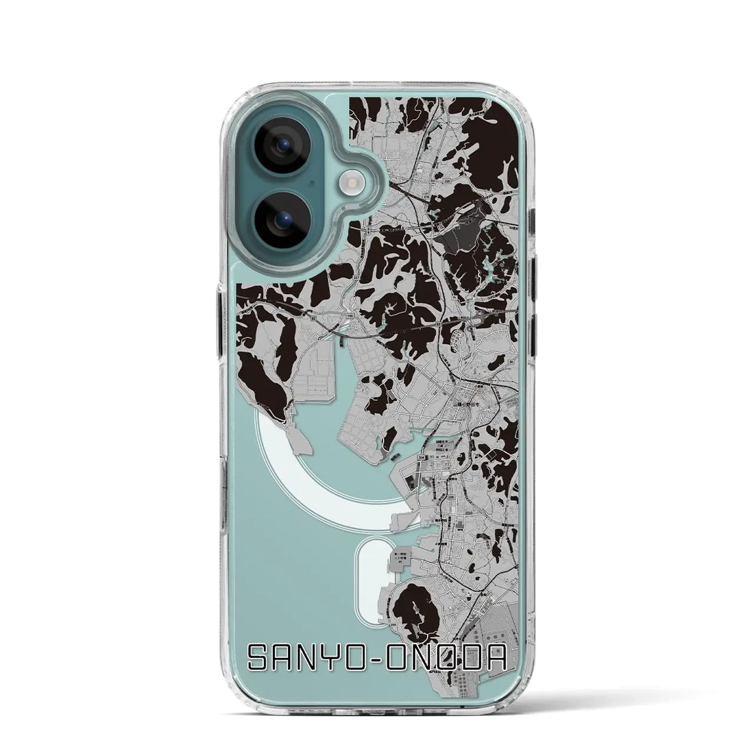 【山陽小野田(山口県)】地図柄iPhoneケース(MagSafeタイプ)モノトーン・iPhone 16 Pro 用