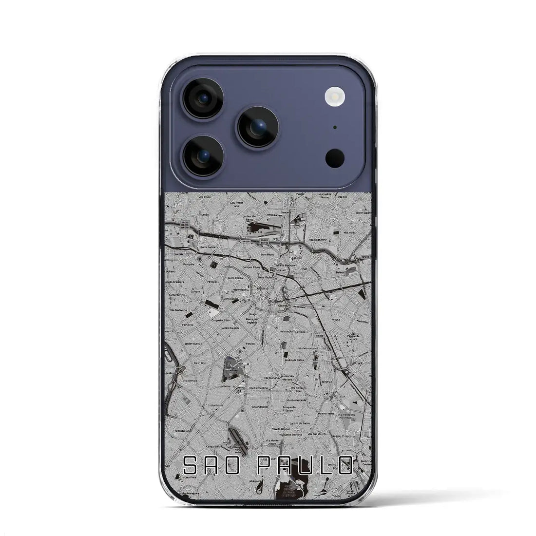 【サンパウロ（ブラジル）】地図柄iPhoneケース（クリアタイプ）モノトーン・iPhone 17 Pro Max 用