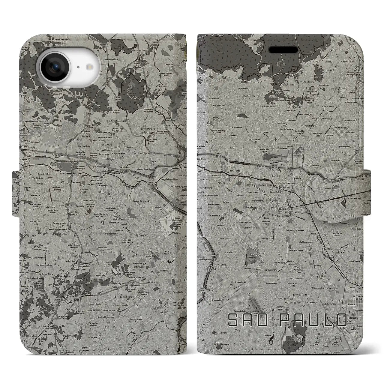 【サンパウロ（ブラジル）】地図柄iPhoneケース（手帳タイプ）