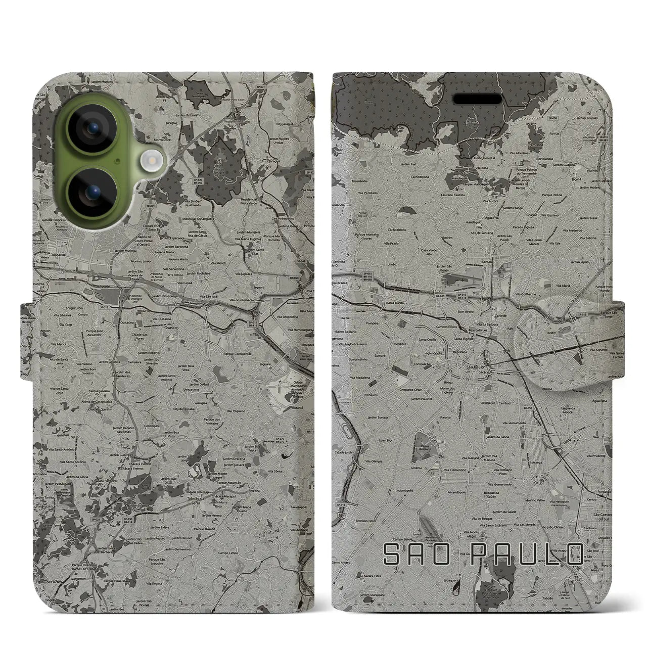 【サンパウロ（ブラジル）】地図柄iPhoneケース（手帳タイプ）